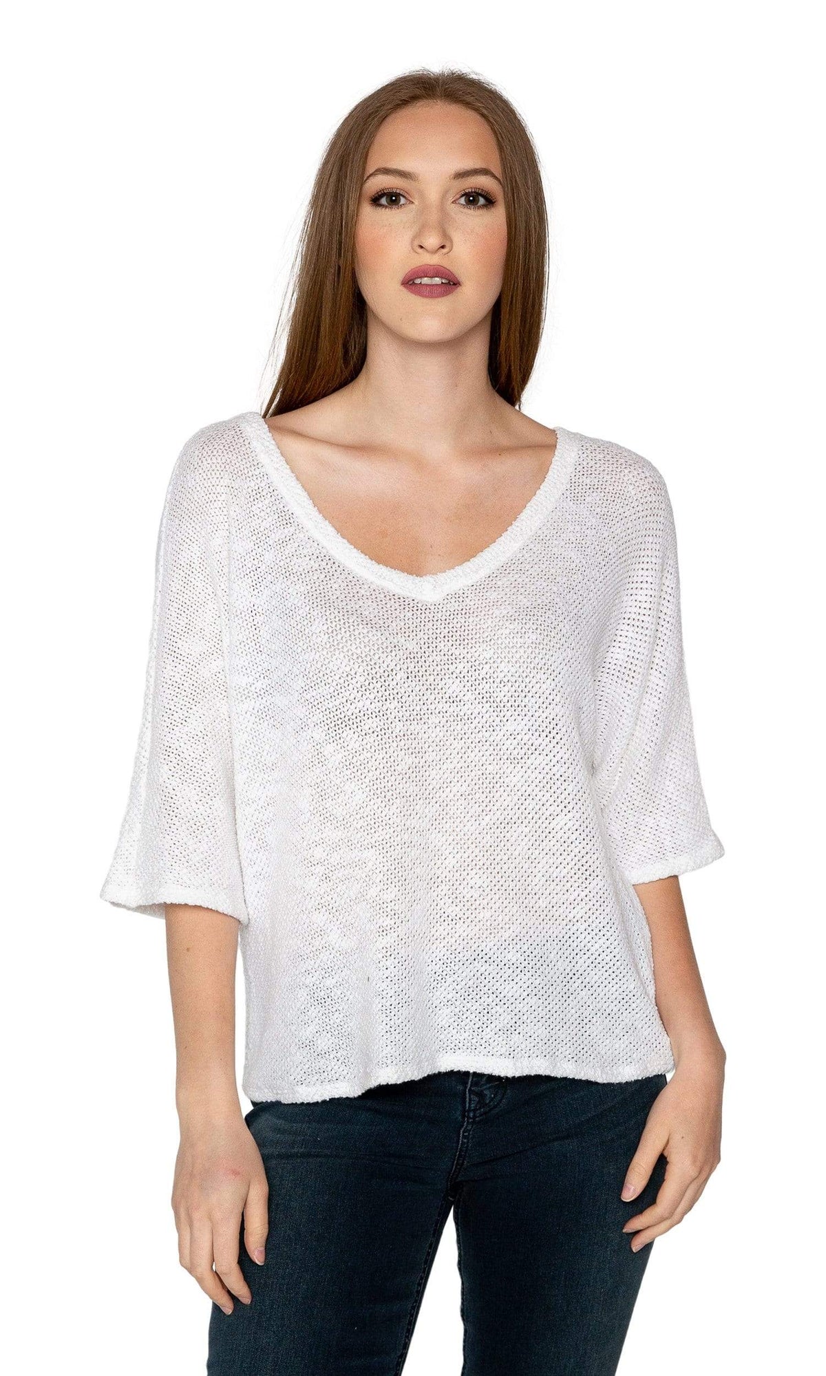 Velvet by Graham &amp; Spencer Dominika Cotton Crochet 3/4 Sleeve Top