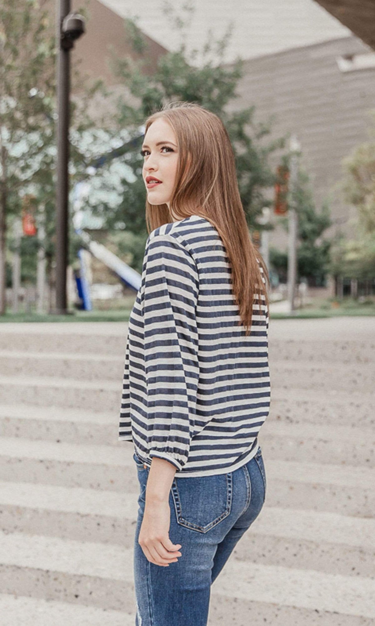 Velvet by Graham &amp; Spencer Zoelle Slub Knit Stripe Cuffed Sleeve Top