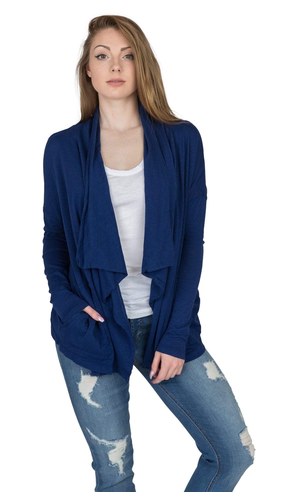 Velvet by Graham &amp; Spencer Emanuela Cotton Slub Open Drape Cardigan