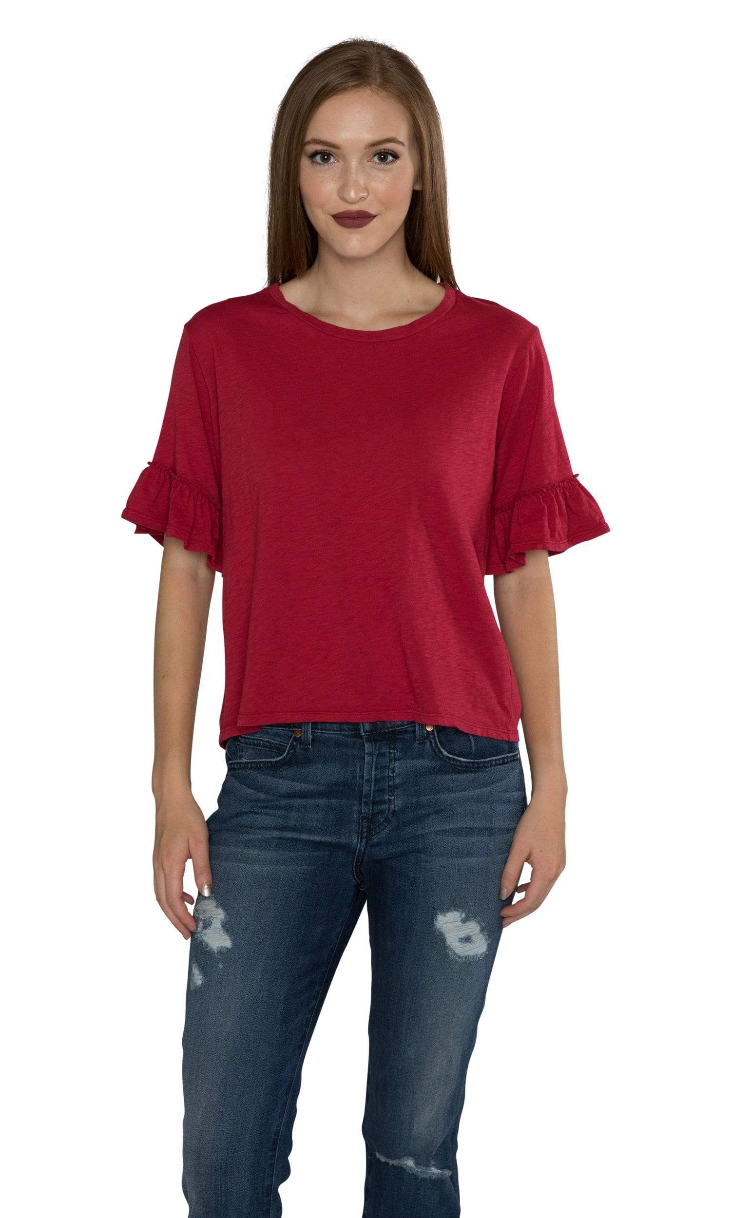 Velvet by Graham & Spencer Rielle Cotton Slub Ruffle Sleeve Top