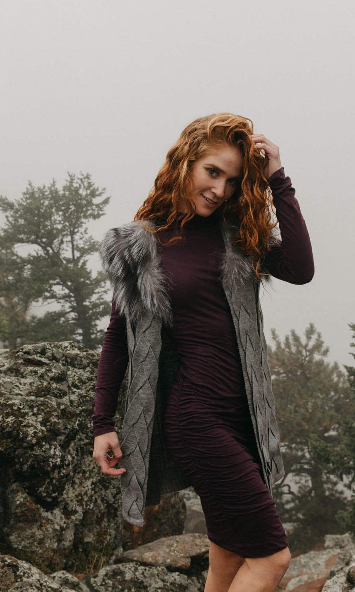 Love Token Melody Genuine Rabbit Fur Trim Vest