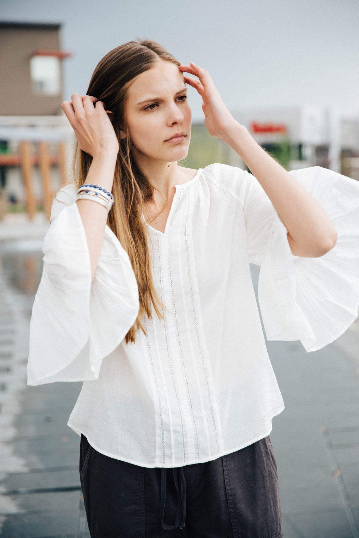 Velvet by Graham &amp; Spencer Celina Cotton Voile Pleated Top