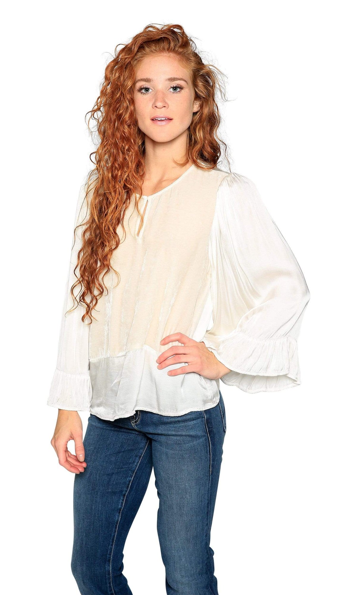 Velvet by Graham &amp; Spencer Galila Velvet Satin Peasant Top