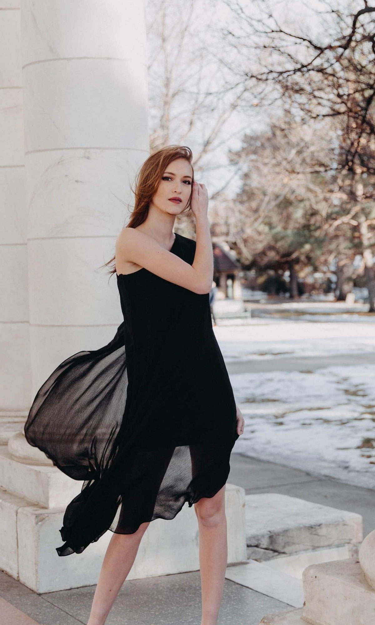 Analili Jasmine One Shoulder Drape Dress