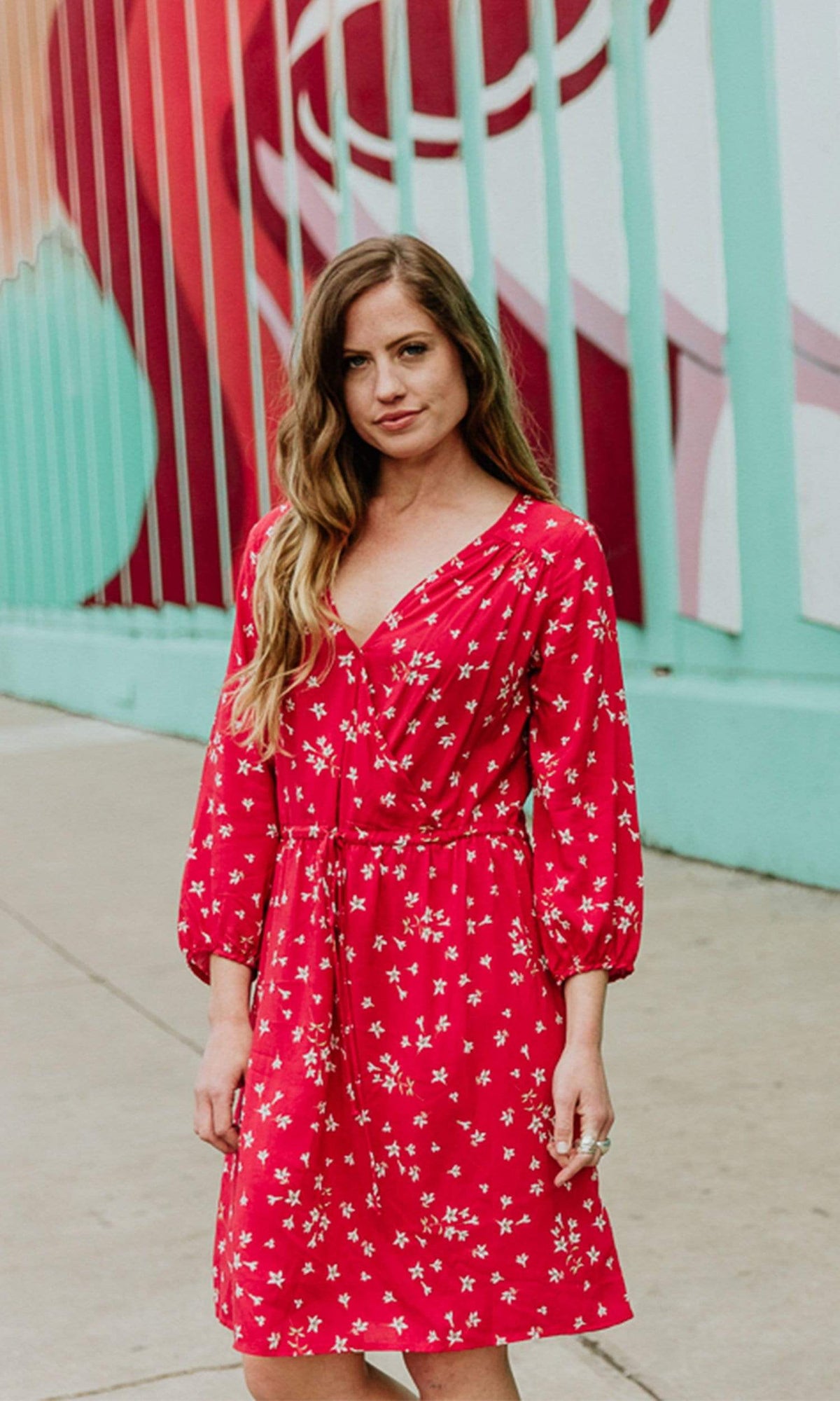 Velvet by Graham &amp; Spencer Danay Spring Floral Challis Long Sleeve Faux Wrap Dress