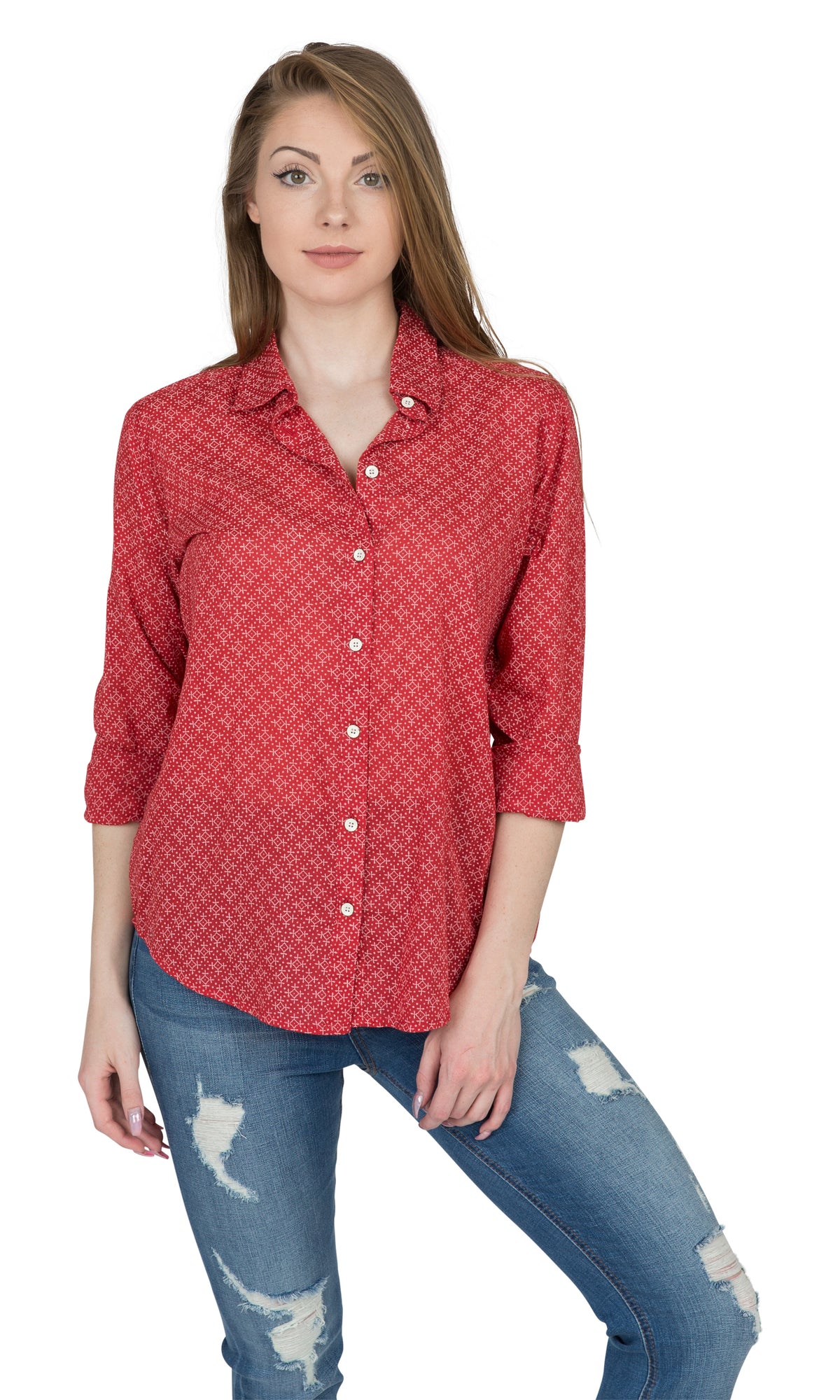 Velvet by Graham &amp; Spencer Emery Printed Cotton Button-up Shirt