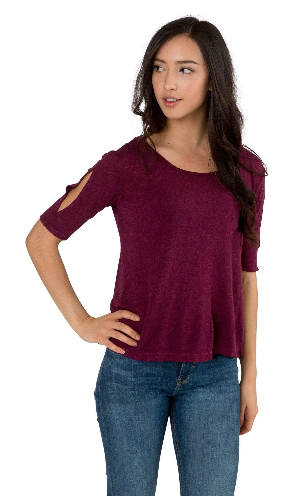 Velvet by Graham &amp; Spencer Janey Textured Knit Cut Out Tee