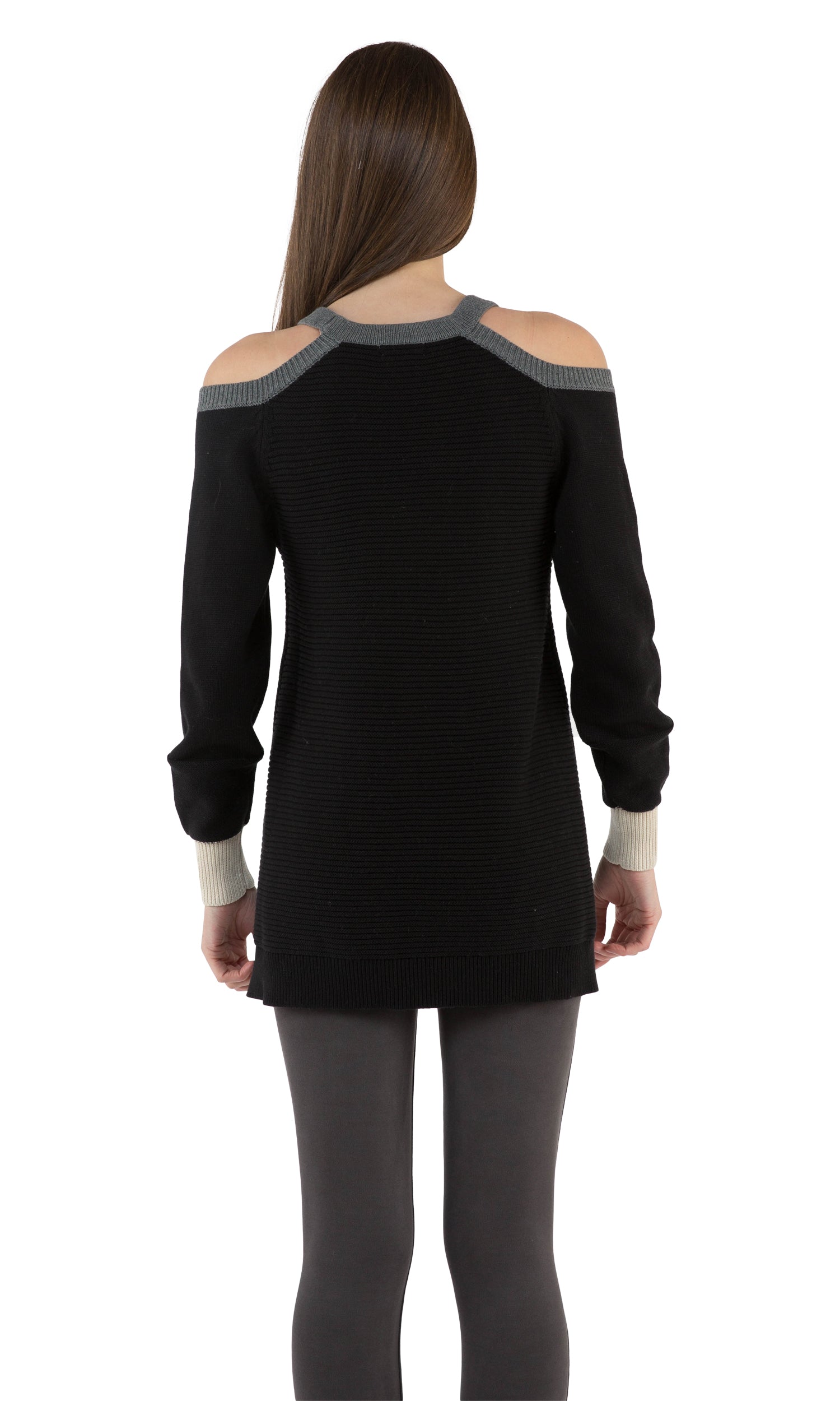 Sogi Cold Shoulder Cable Sweater