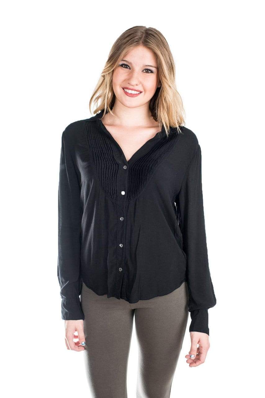 Velvet by Graham &amp; Spencer Vesta Pintuck Tuxedo Blouse