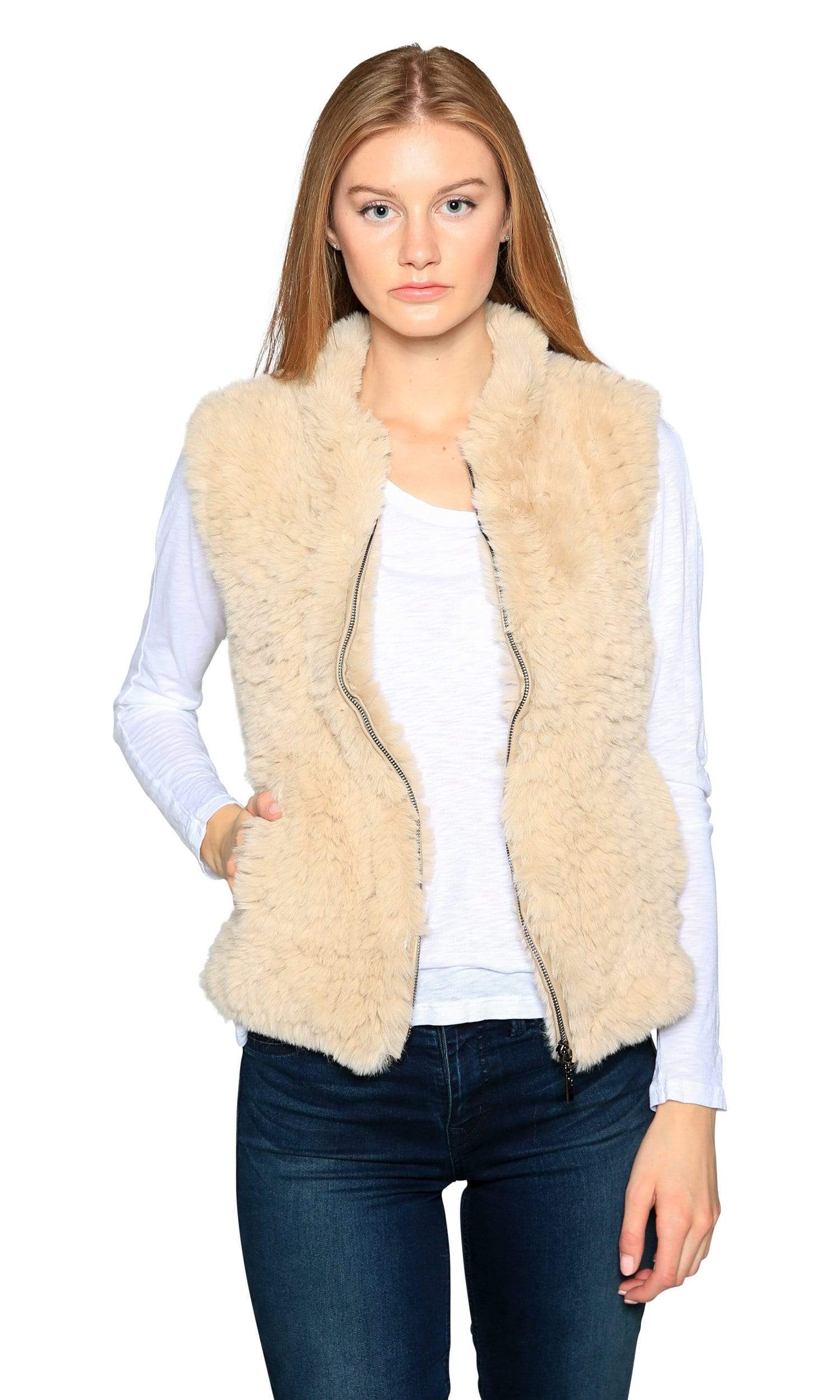 Love Token Ruby Zip Up Faux Fur Vest
