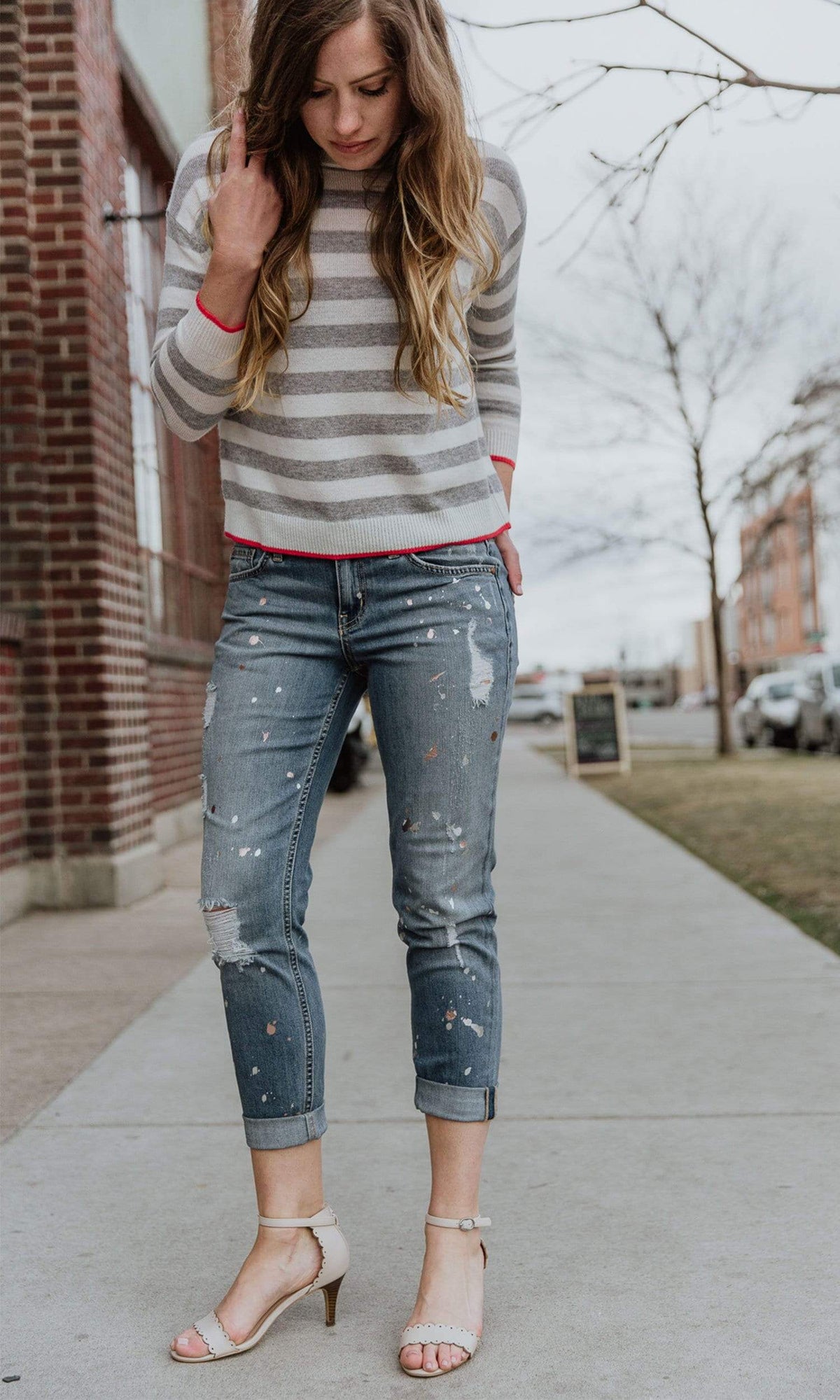 Level 99 Sienna Tomboy Denim - Splatter