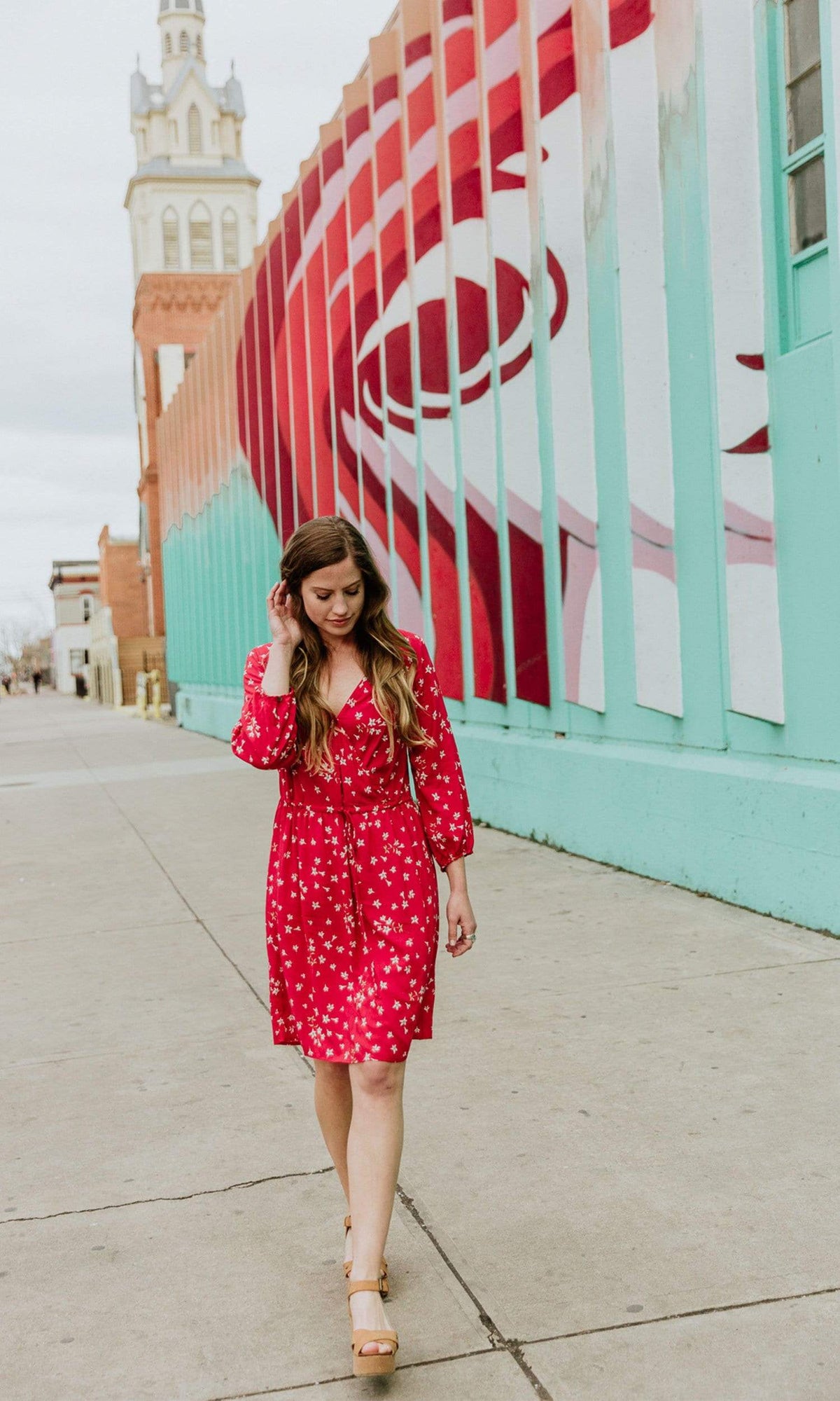 Velvet by Graham &amp; Spencer Danay Spring Floral Challis Long Sleeve Faux Wrap Dress
