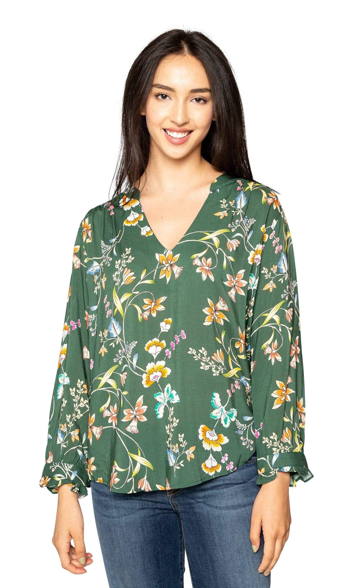 Velvet by Graham &amp; Spencer Jazzy Floral Print V Neck Top
