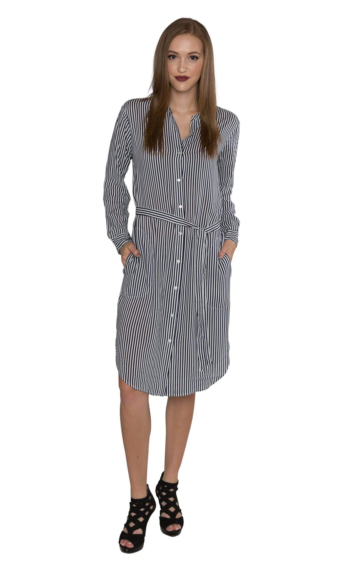 Velvet by Graham &amp; Spencer Sonoma03 Vertical Stripe Shirt Dress