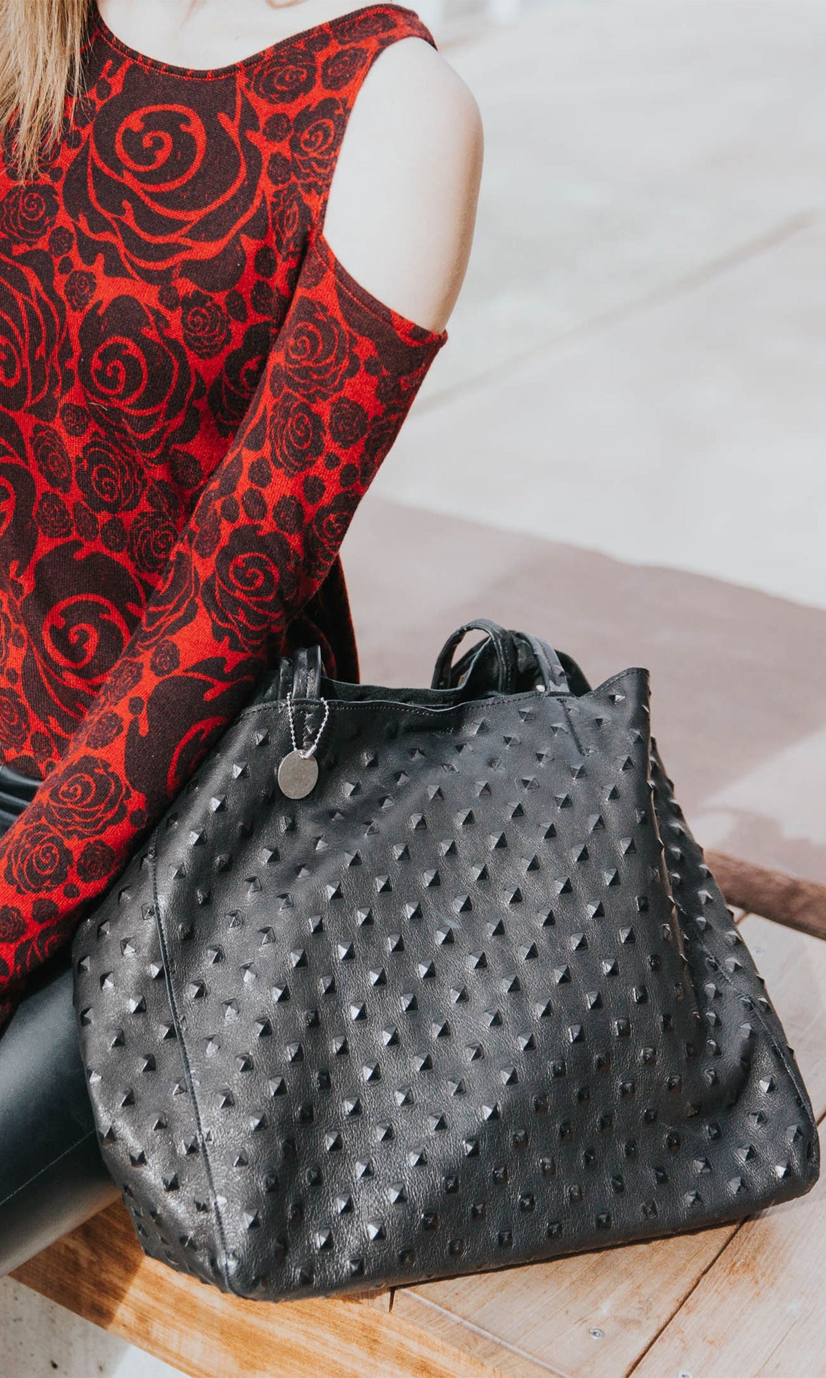 Streets Ahead Charlotte Pyramid Embossed Large Leather Tote