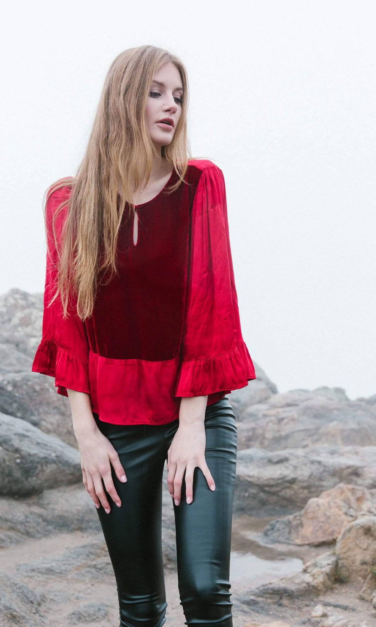 Velvet by Graham &amp; Spencer Galila Velvet Satin Peasant Top