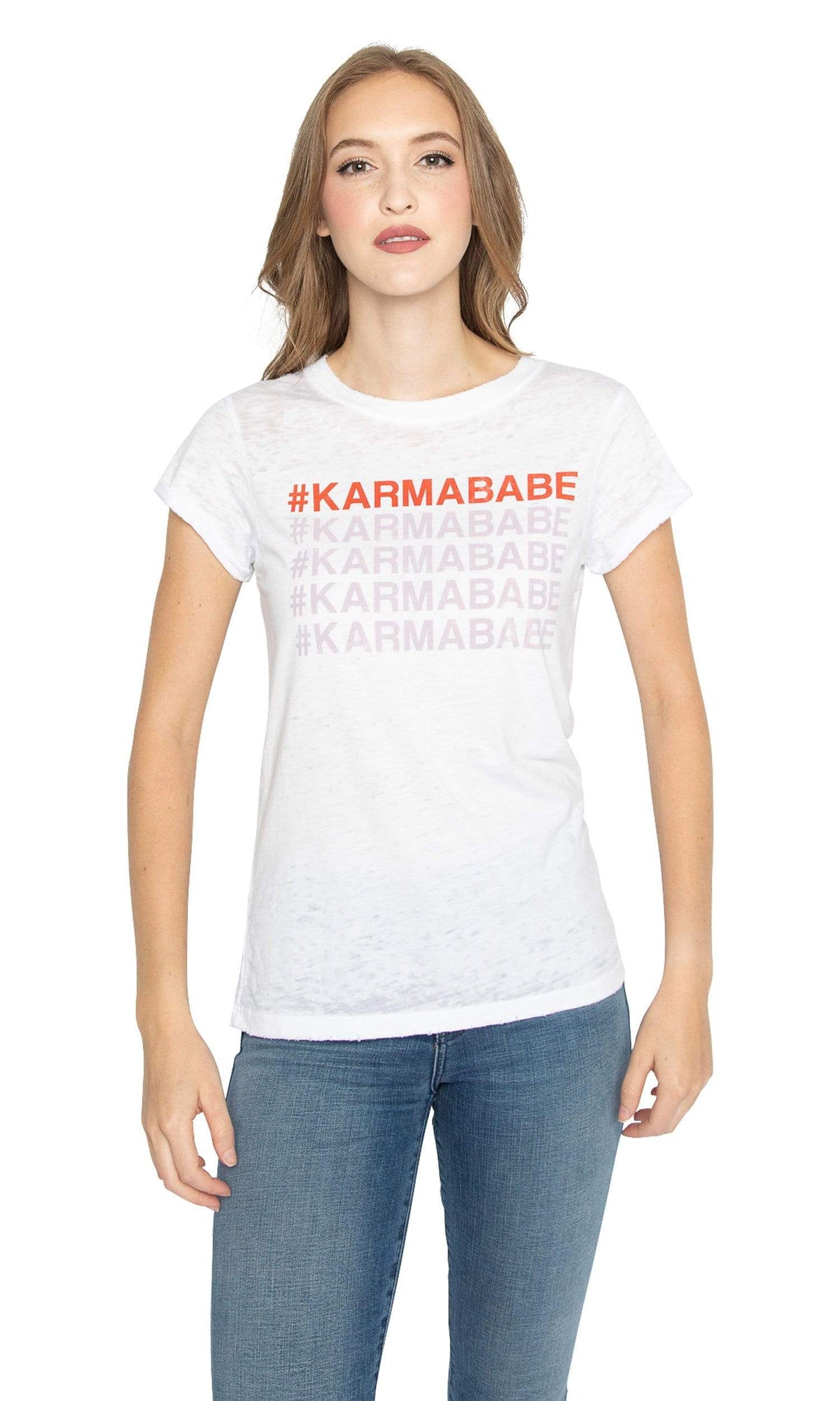 Recycled Karma Karmababe Distressed Burnout Tee