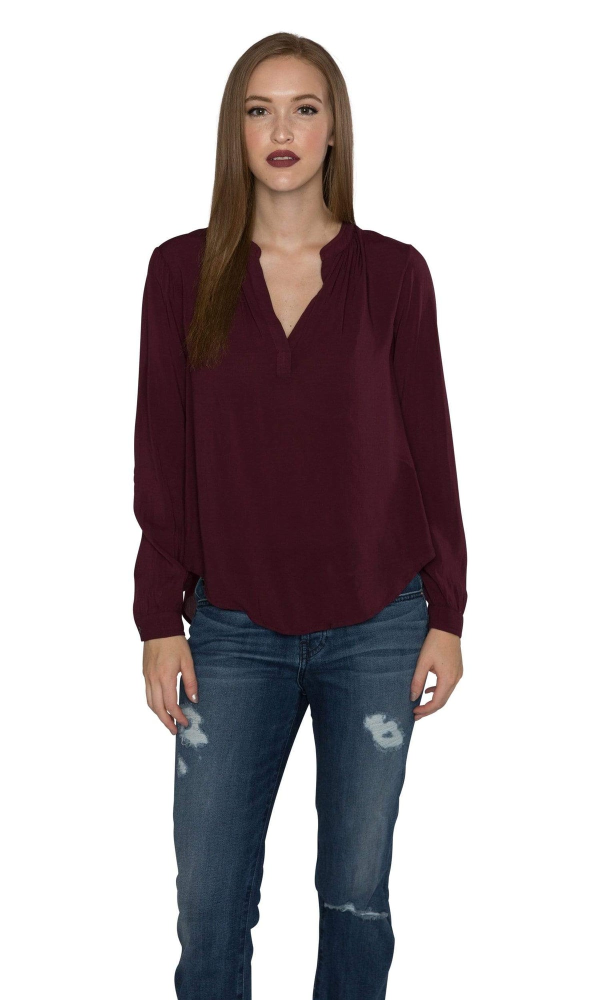 Velvet by Graham &amp; Spencer Rosie03 Rayon Challis V Neck Top
