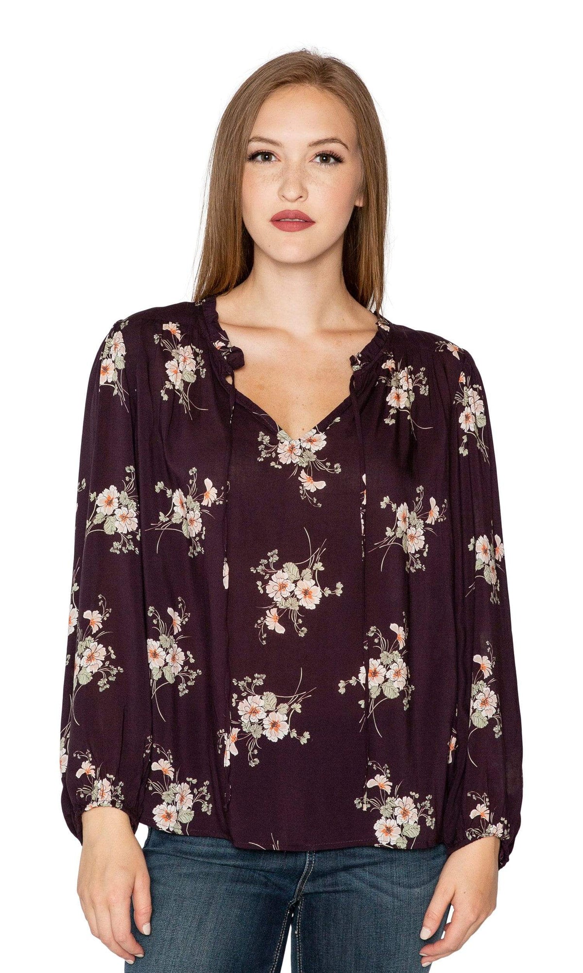 Velvet by Graham &amp; Spencer Adanya Floral Printed Challis Peasant Top