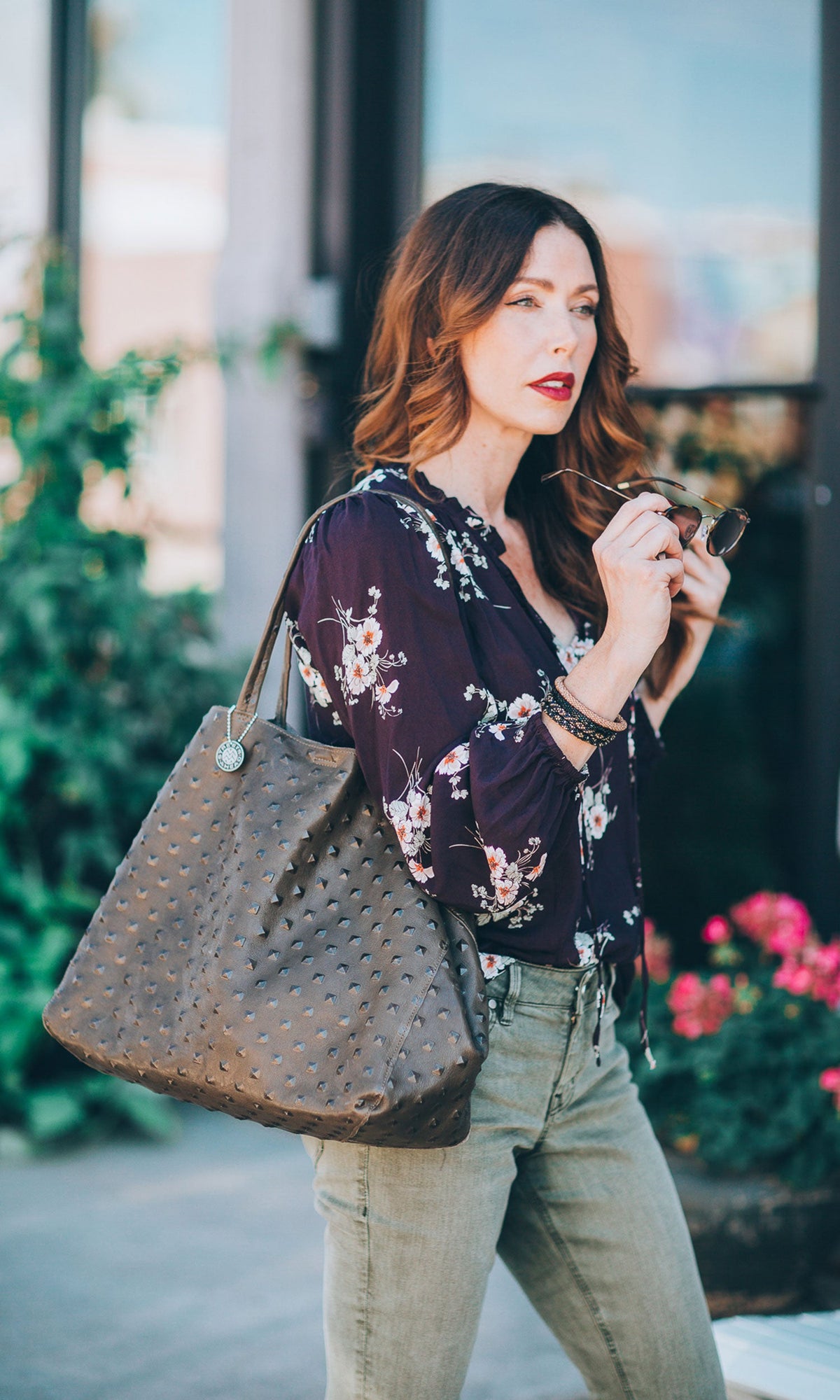 Streets Ahead Charlotte Pyramid Embossed Large Leather Tote