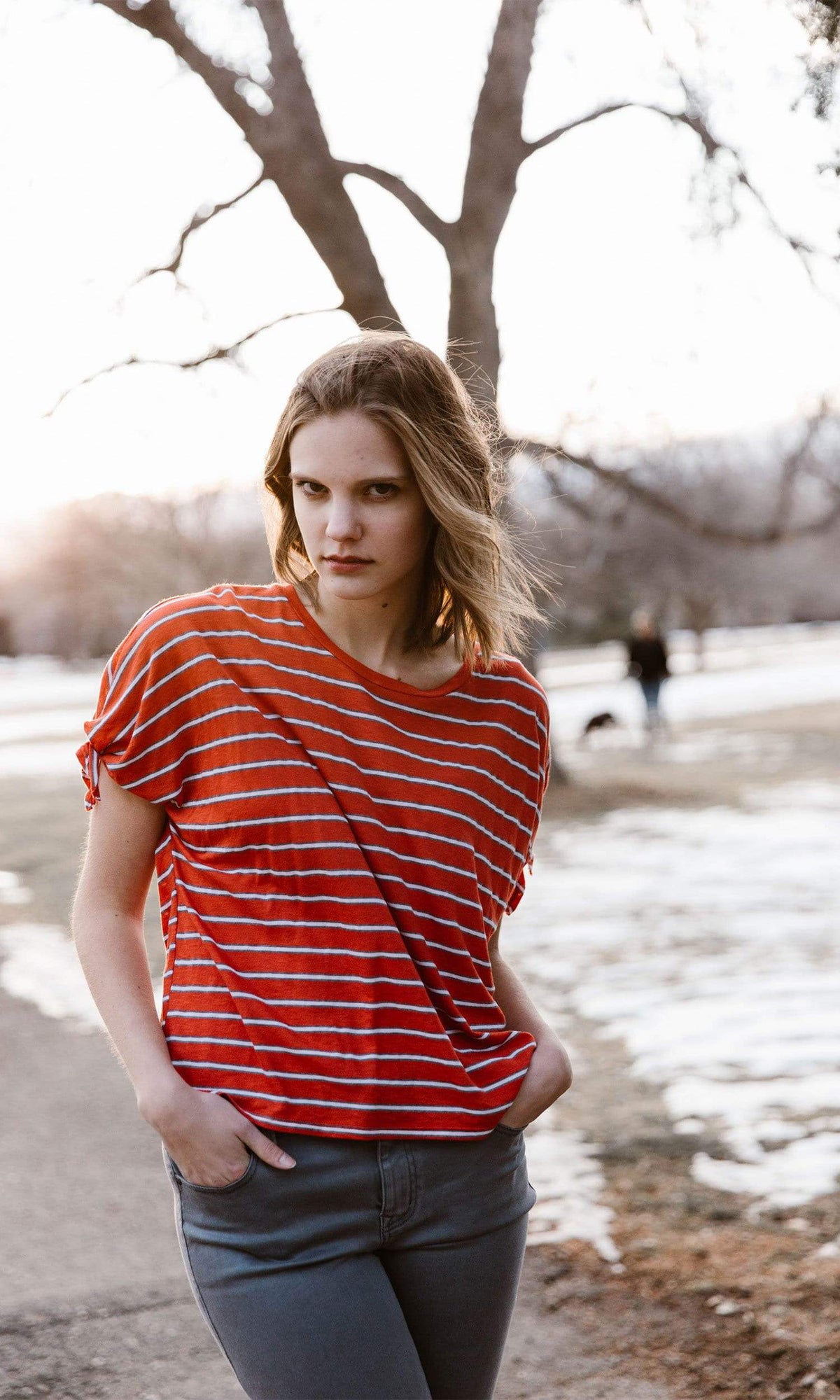 Velvet by Graham &amp; Spencer Crystal Striped Knit Sleeve Top