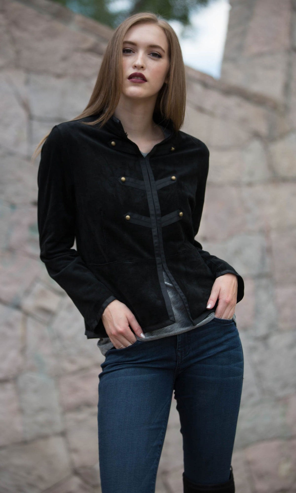 Velvet by Graham &amp; Spencer Everly Faux Suede Mock Neck Jacket