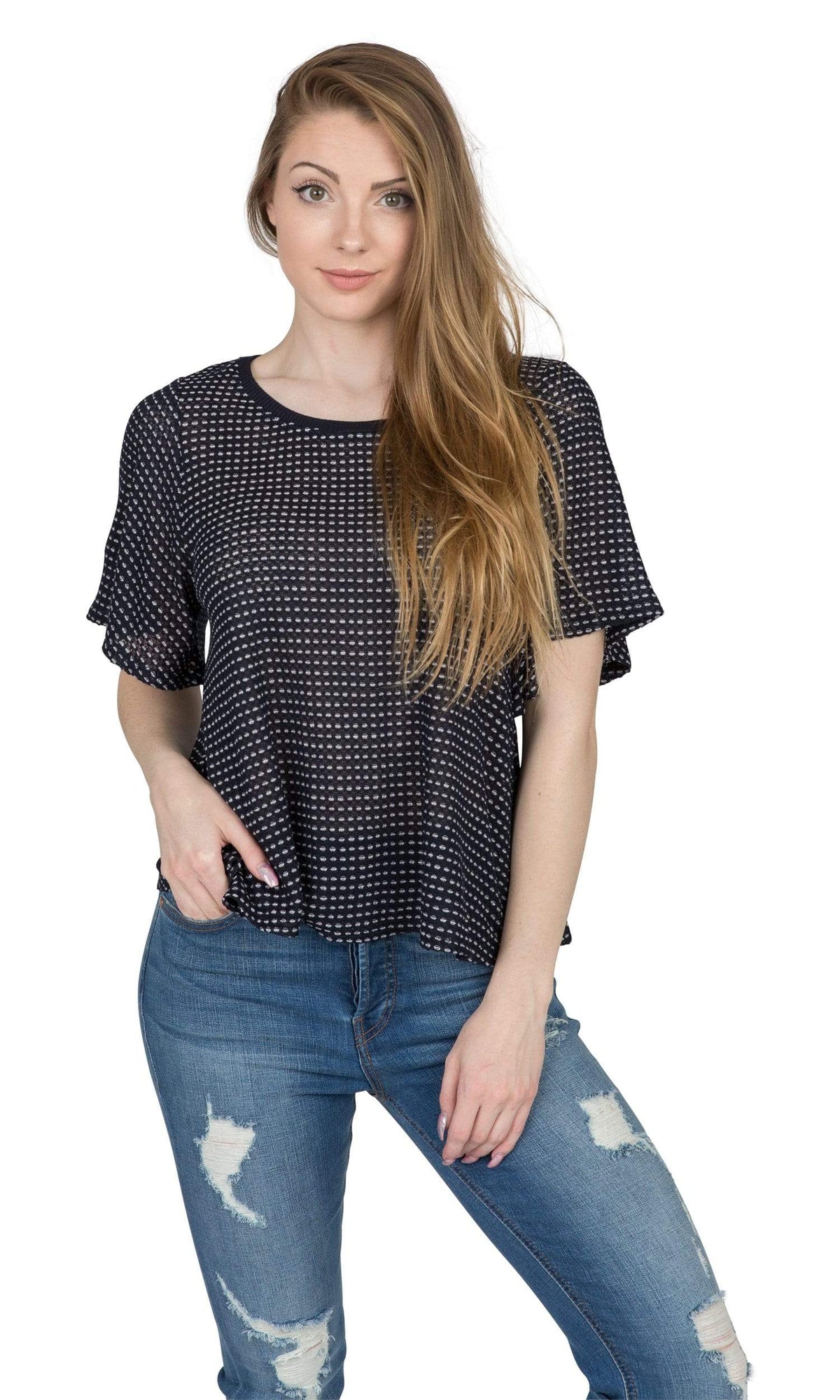 Velvet by Graham &amp; Spencer Ramana Sheer Thermal Knit Swing Top