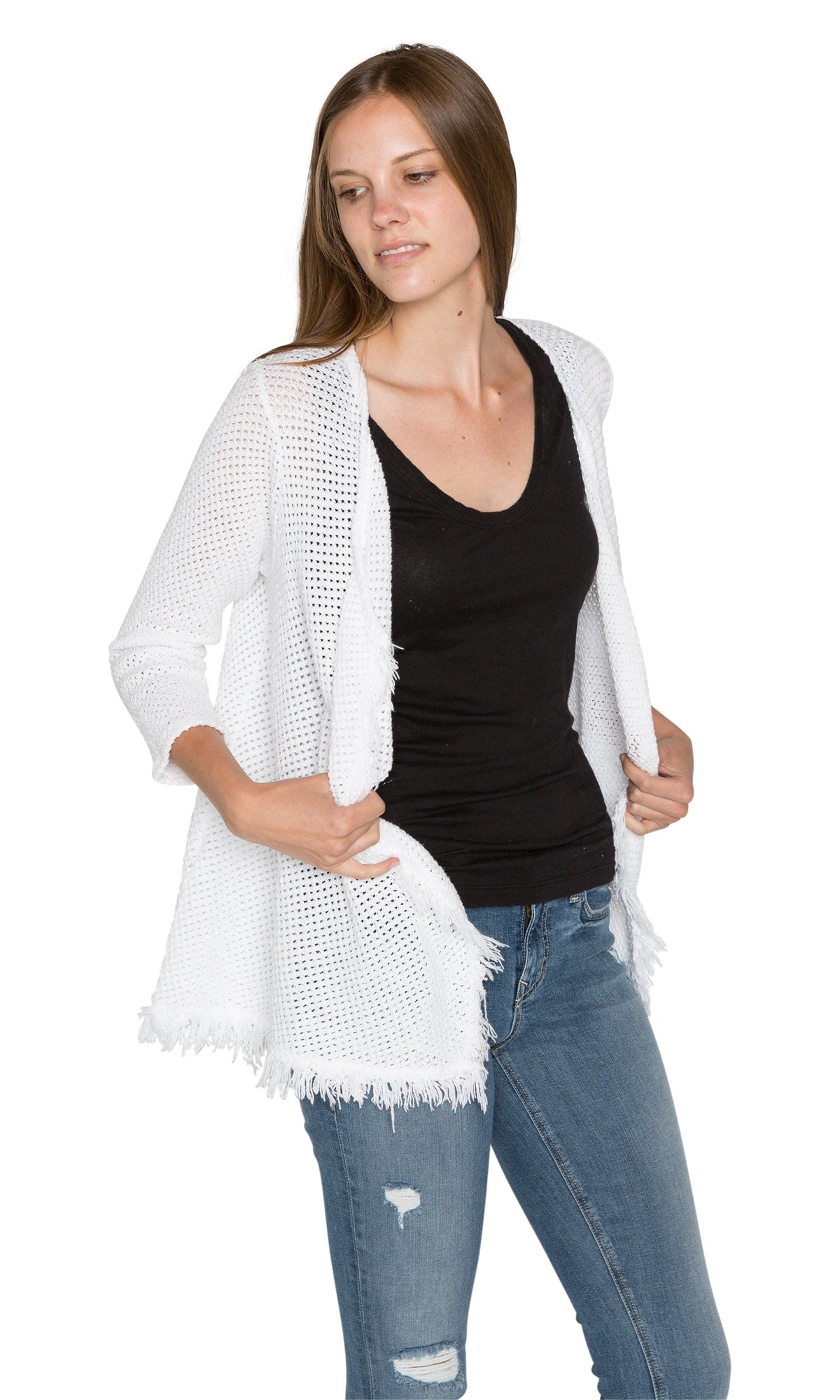 Velvet by Graham &amp; Spencer Floran Crochet Knit Drape Cardigan