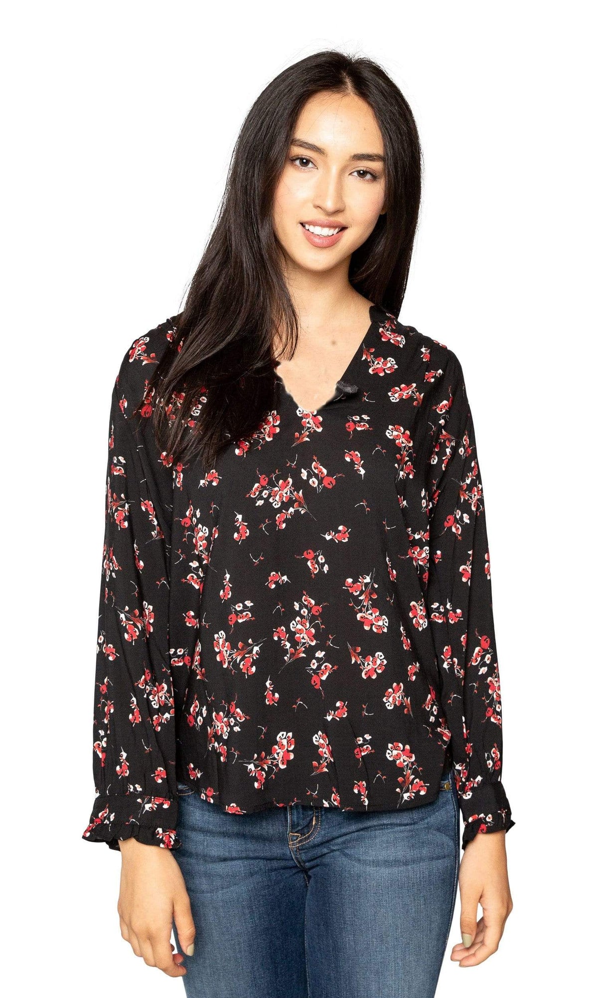 Velvet by Graham &amp; Spencer Jazzy Floral Print V Neck Top