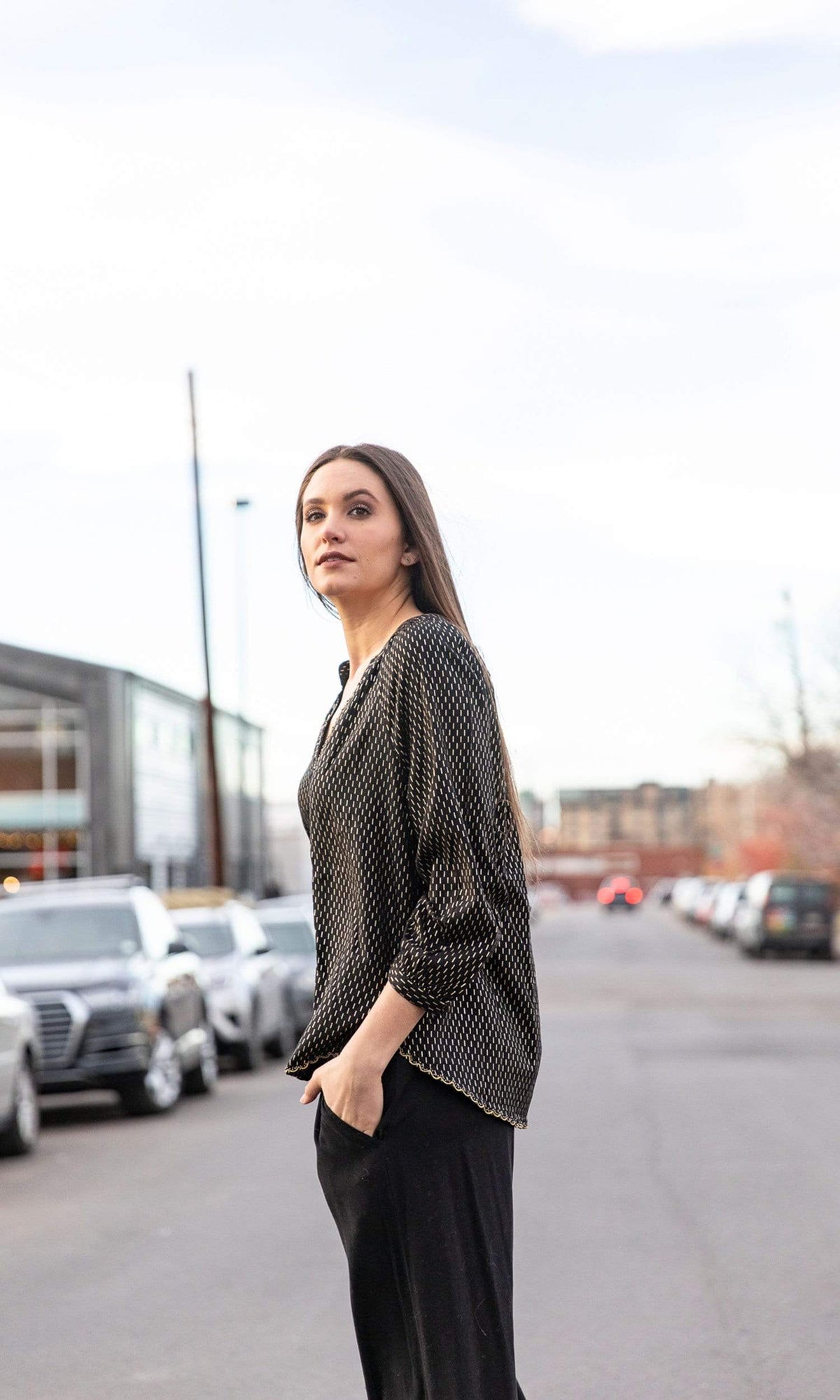 Velvet by Graham &amp; Spencer Milla Gold Printed Peasant Blouse