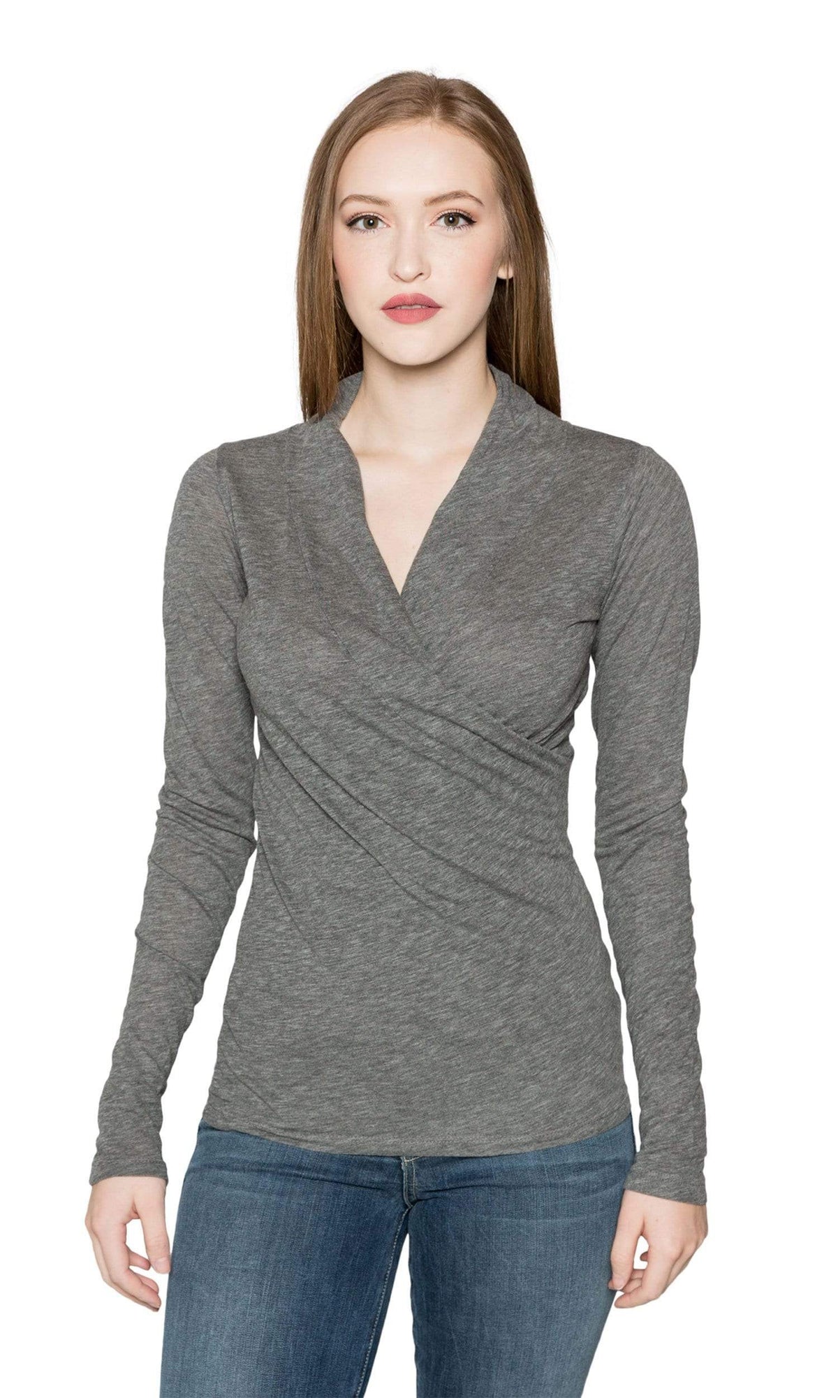 Velvet by Graham &amp; Spencer Meri05 Front Wrap Top-Charcoal
