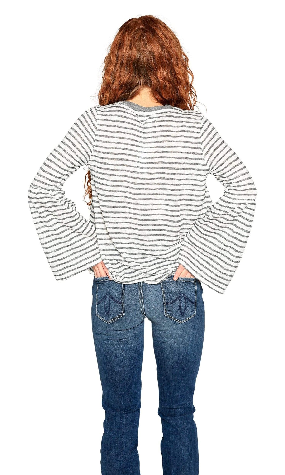 Velvet by Graham &amp; Spencer Zabrina Textured Stripe Bell Sleeve Top