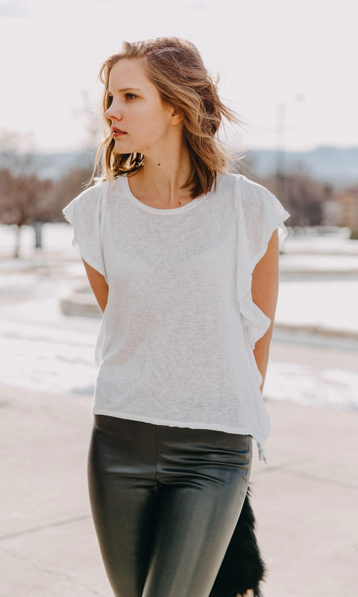 Velvet by Graham &amp; Spencer Alianna Textured Knit Ruffle Top