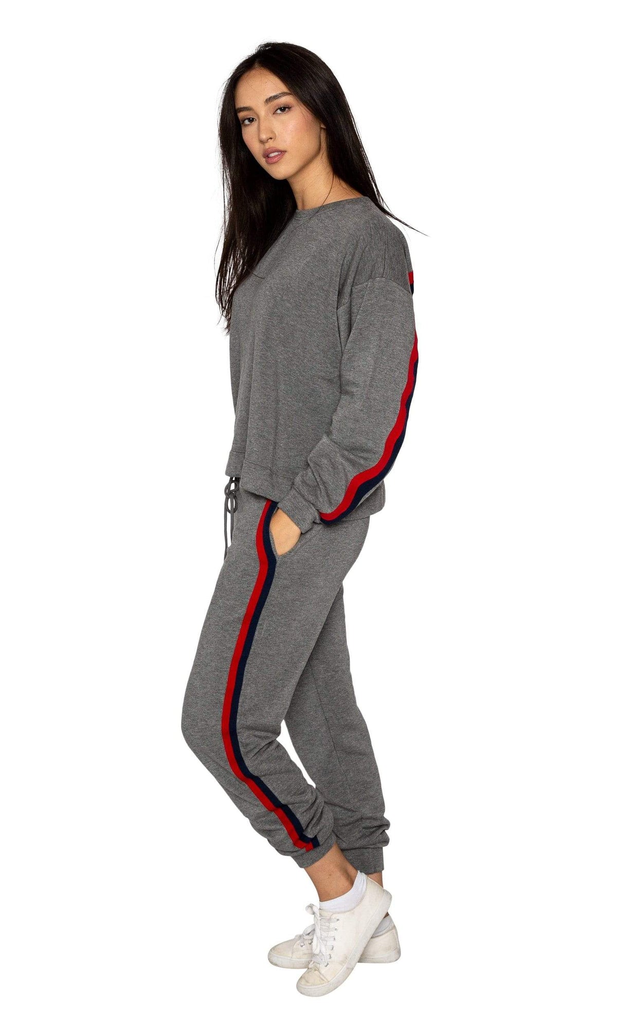 Velvet by Graham &amp; Spencer Dior Stripped Jogger Pants - Charcoal.