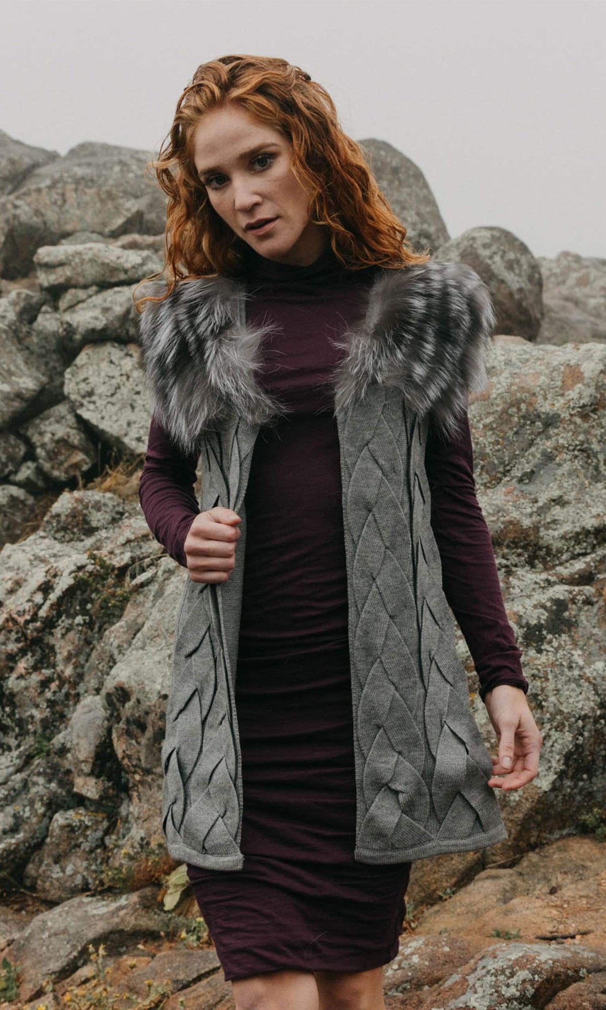 Love Token Melody Genuine Rabbit Fur Trim Vest