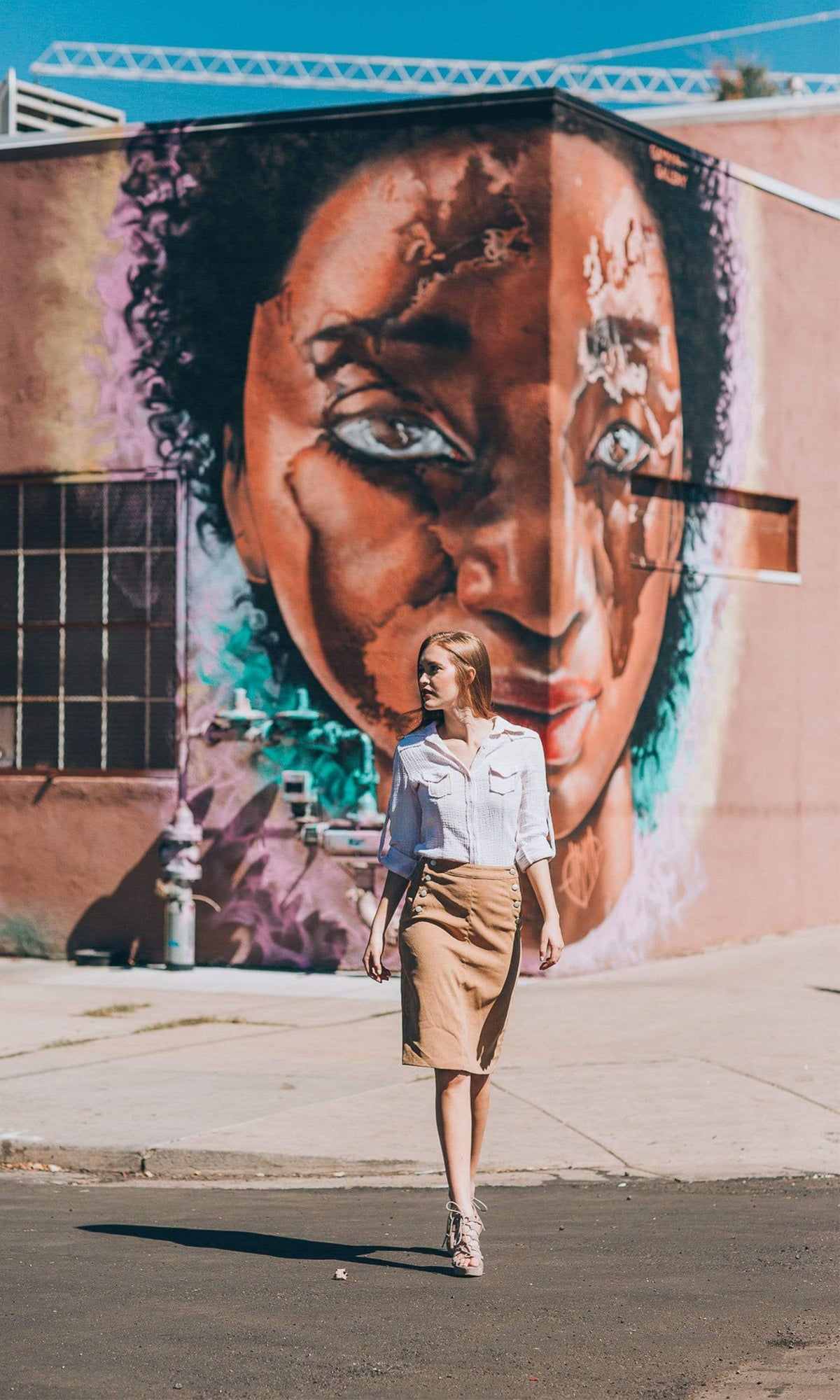Nu Vintage Solid Beige Bleach Button Up Top