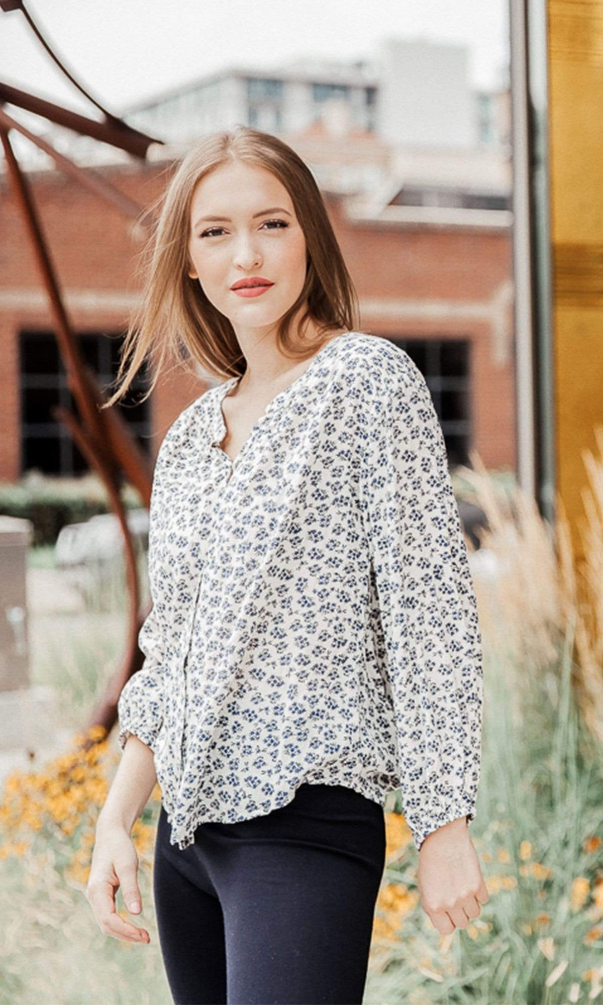 Velvet by Graham &amp; Spencer Kissan Sheer Printed Gauze Button Up Top