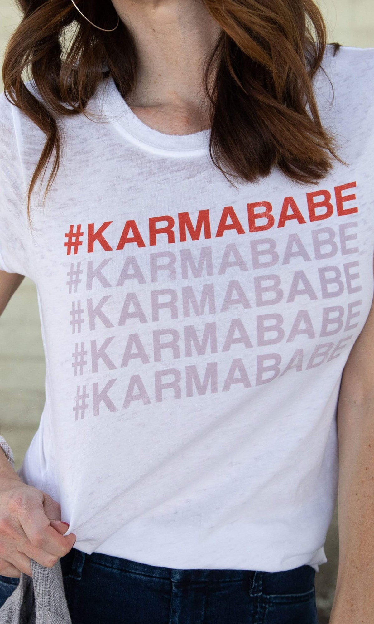 Recycled Karma Karmababe Distressed Burnout Tee
