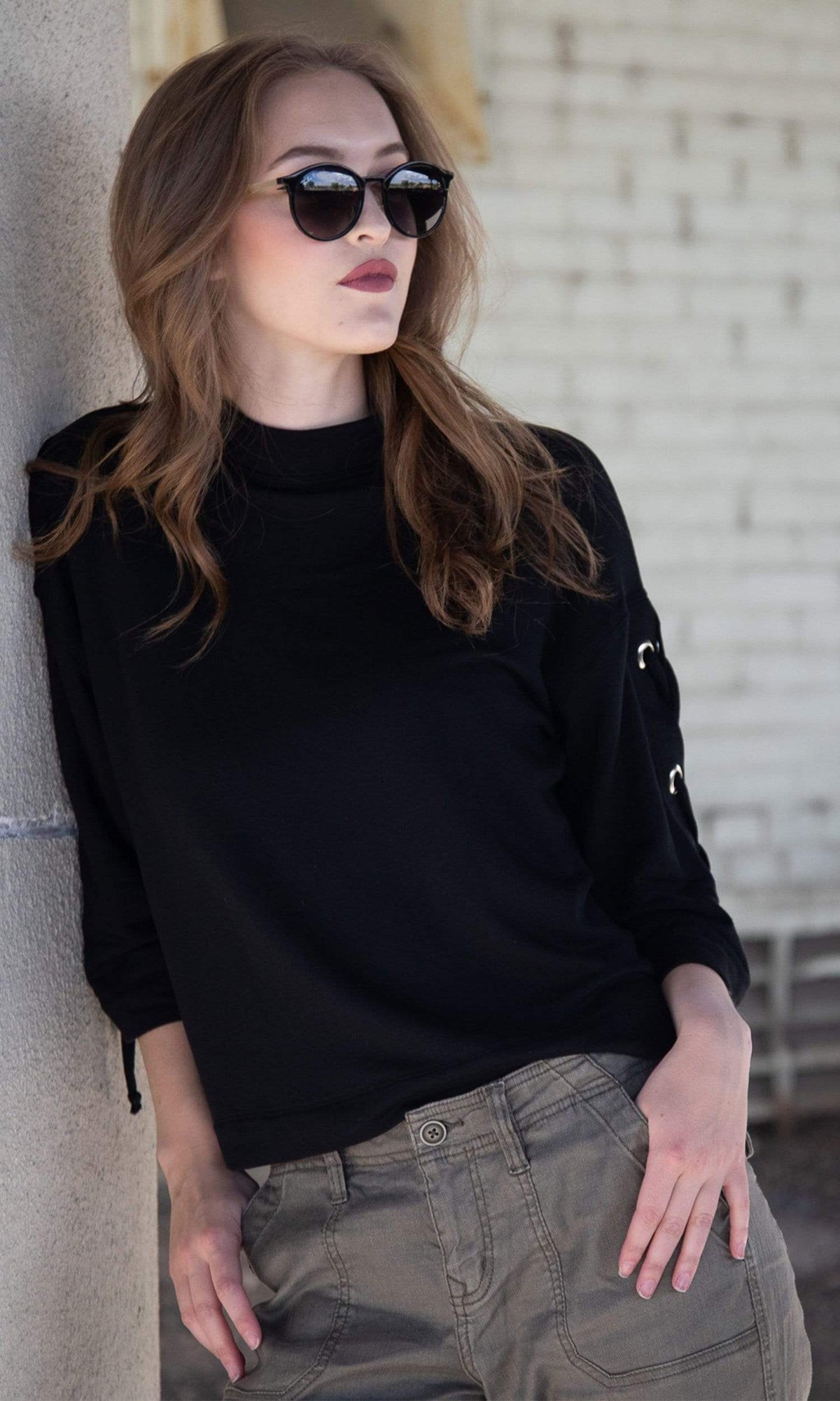 River + Sky Penny Lace Up Sleeve Sweatshirt