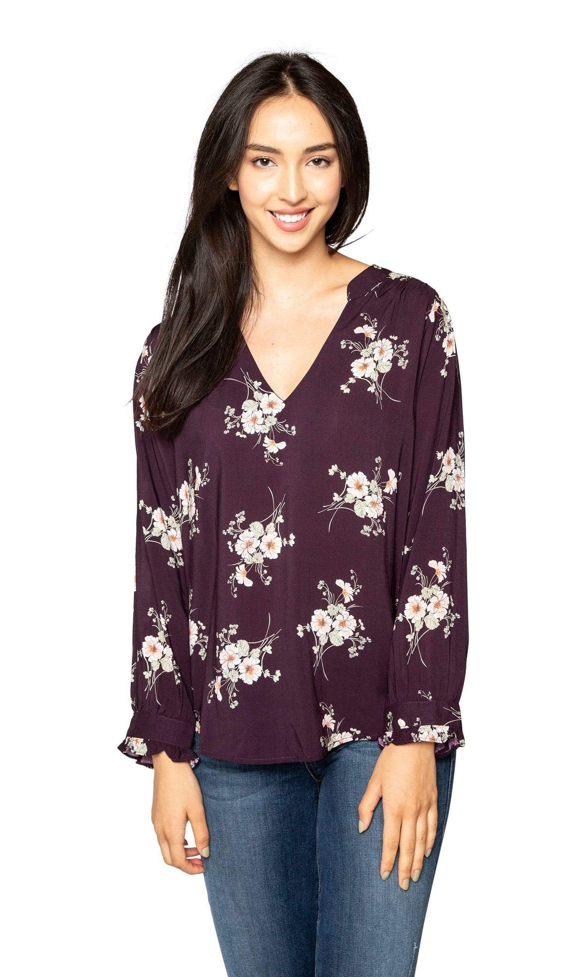 Velvet by Graham &amp; Spencer Jazzy Floral Print V Neck Top