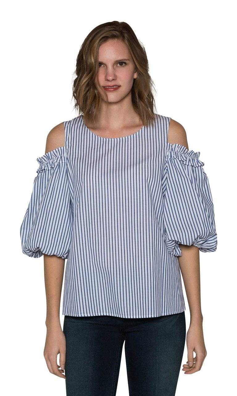 Velvet by Graham &amp; Spencer Bruna Cotton Stripe Cold Shoulder Blouse