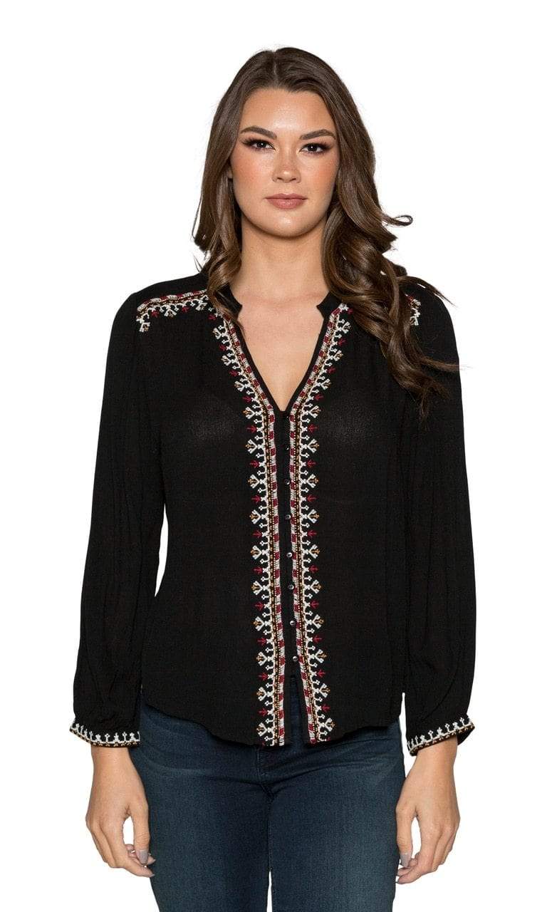 Velvet by Graham &amp; Spencer Remi Embellished Button Front Top