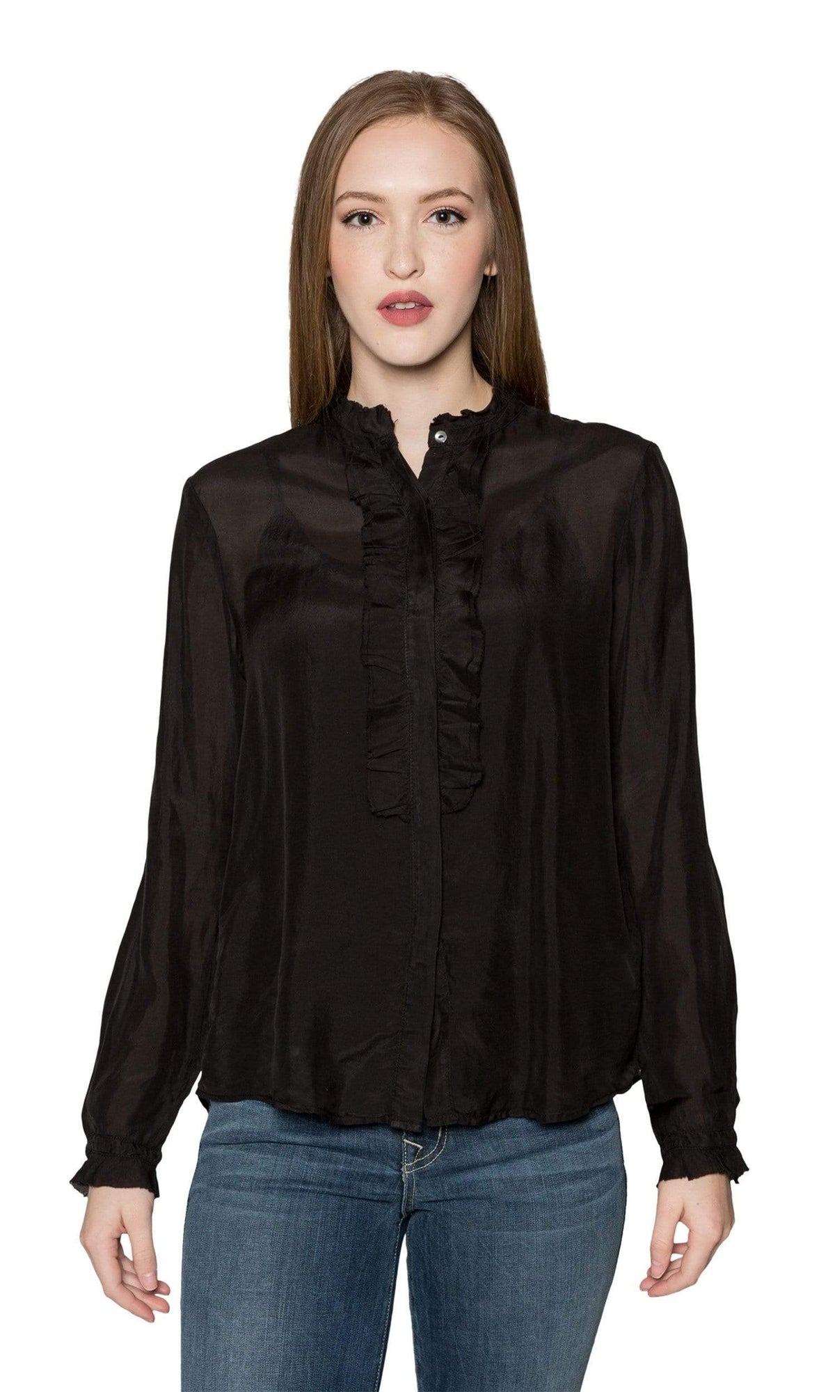 Velvet by Graham &amp; Spencer Willow Silk Ruffle Front Blouse