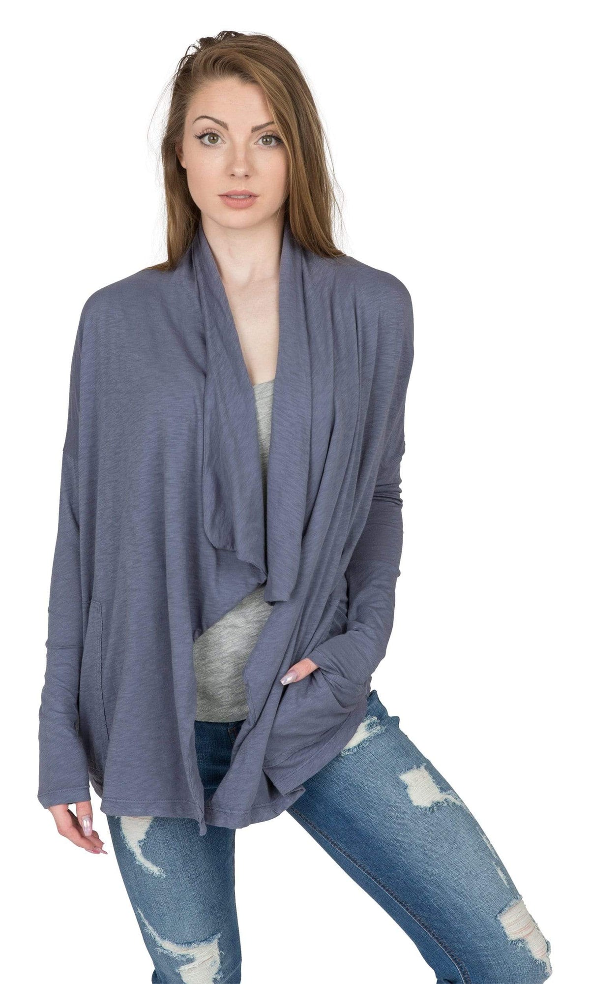 Velvet by Graham &amp; Spencer Emanuela Cotton Slub Open Drape Cardigan