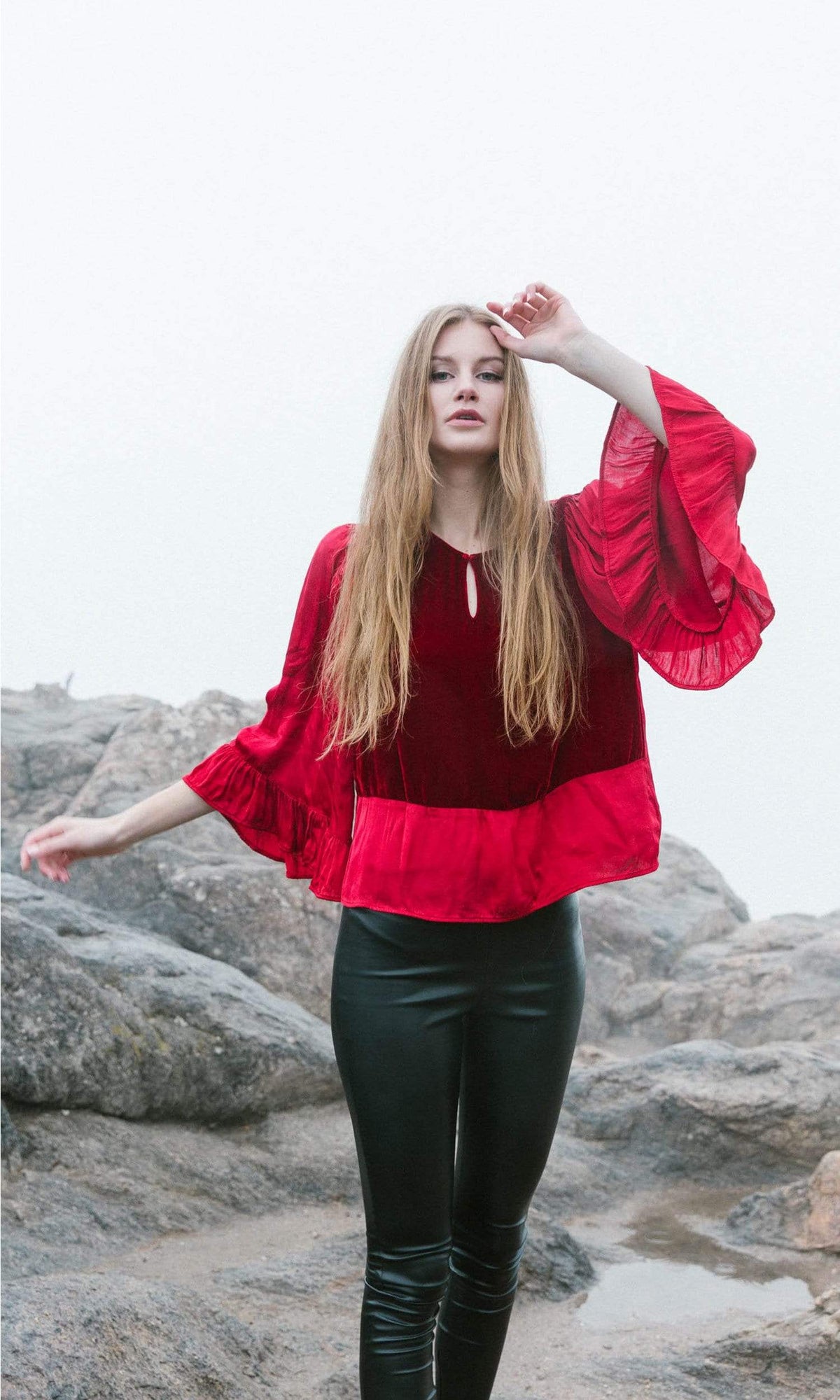 Velvet by Graham &amp; Spencer Galila Velvet Satin Peasant Top