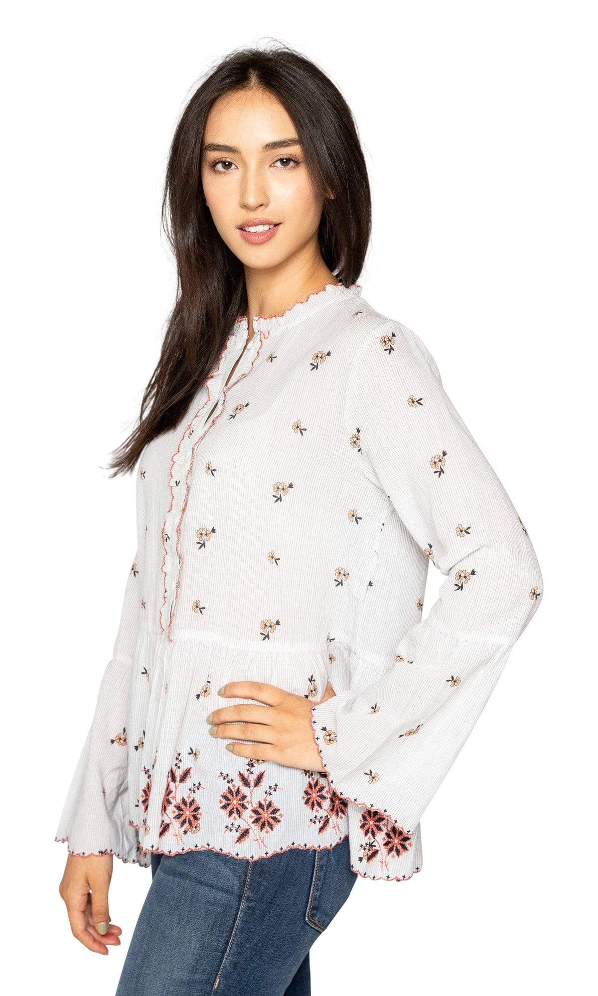 Velvet by Graham &amp; Spencer Breanna Embroidered Ruffle Top