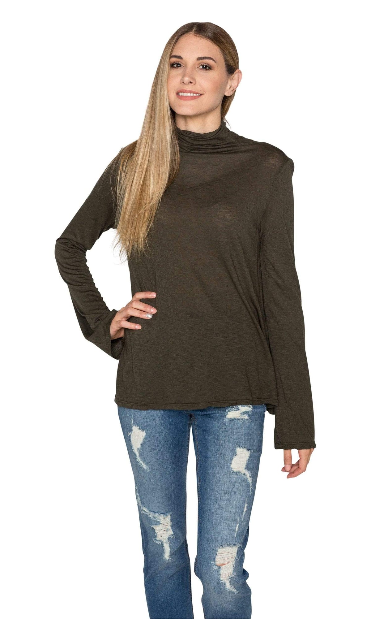 Velvet by Graham &amp; Spencer Era Lux Slub Mock Neck Tee
