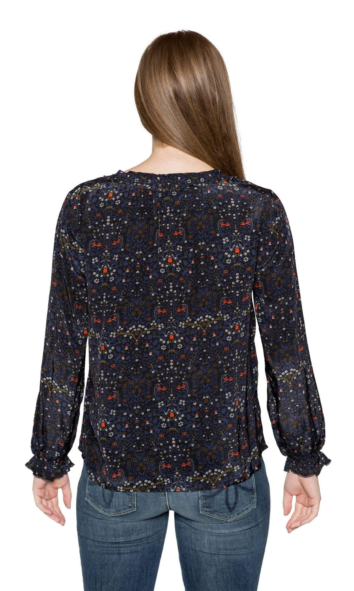 Velvet by Graham & Spencer: Floral Print Blouson Sleeve Blouse