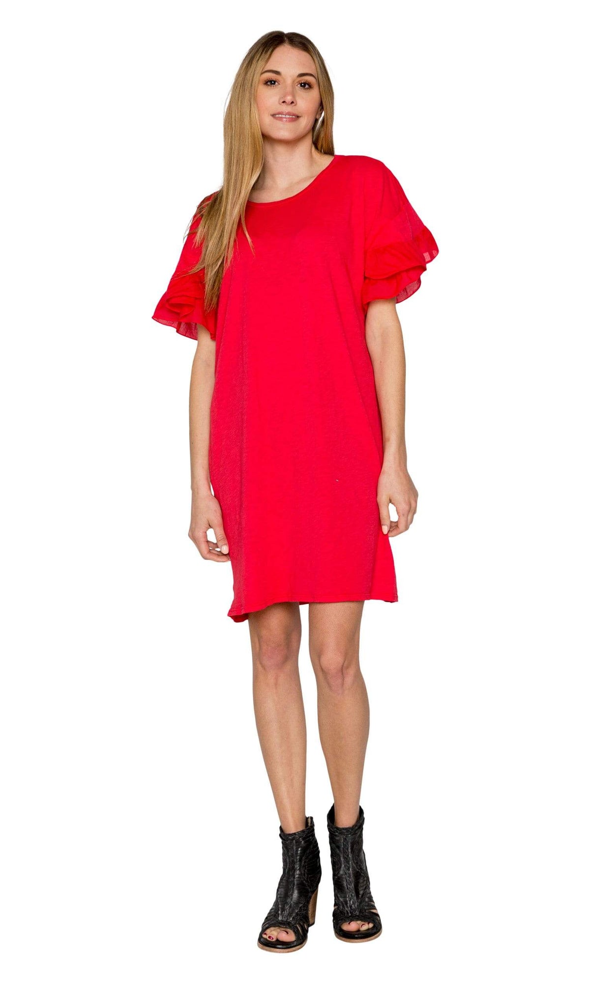 Velvet by Graham &amp; Spencer Sibel Cotton Contrast Ruffle Dress