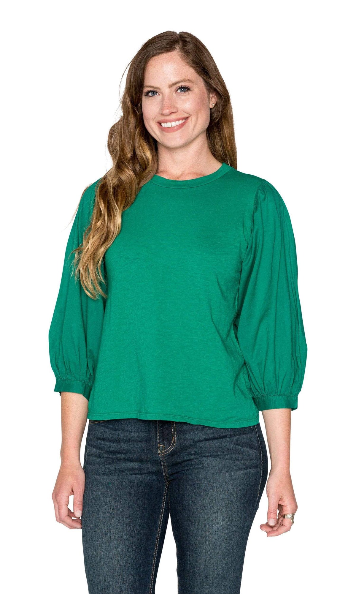 Velvet by Graham &amp; Spencer Simpson Cotton Slub Contrast Puff Sleeve Top